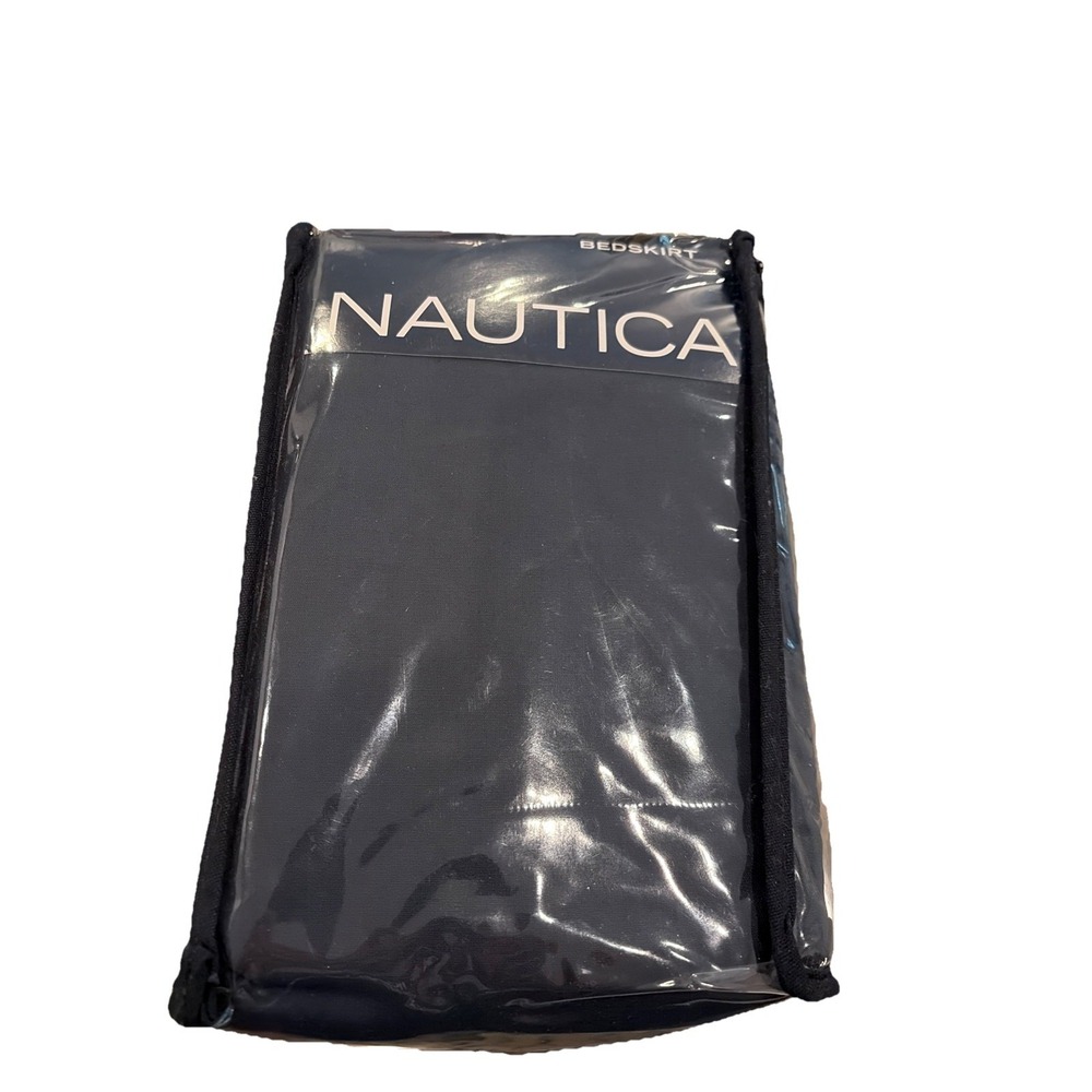 NAUTICA King NAVY BLUE RUFFLE BEDSKIRT NEW